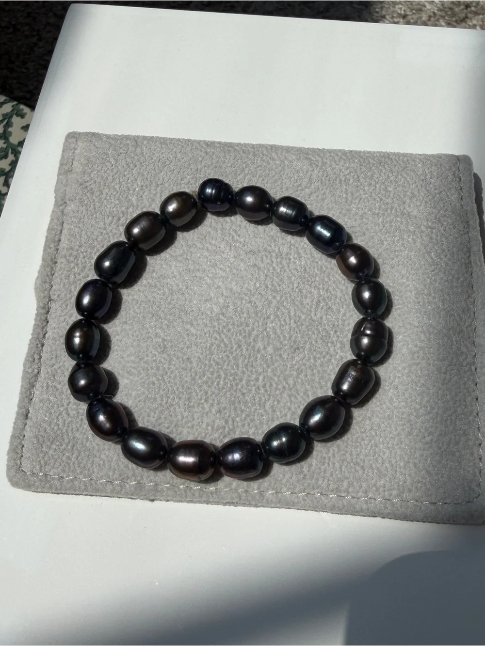 Black Pearl Beaded Stretch Bracelet - Women Jewelry